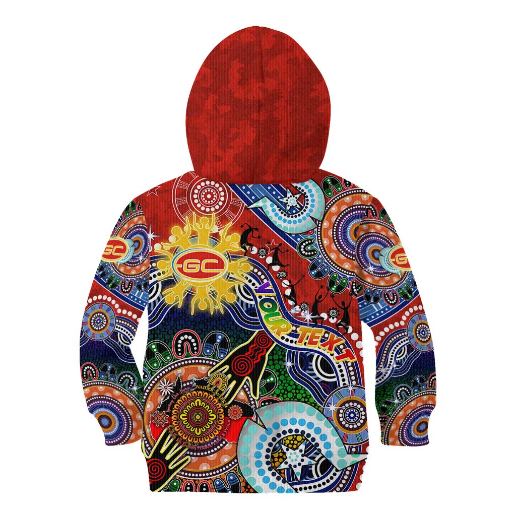 Custom NAIDOC Week 2024 Gold Coast Suns Kid Hoodie Australia Aboriginal Dot Painting
