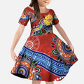 Custom NAIDOC Week 2024 Gold Coast Suns Kid Short Sleeve Dress Australia Aboriginal Dot Painting