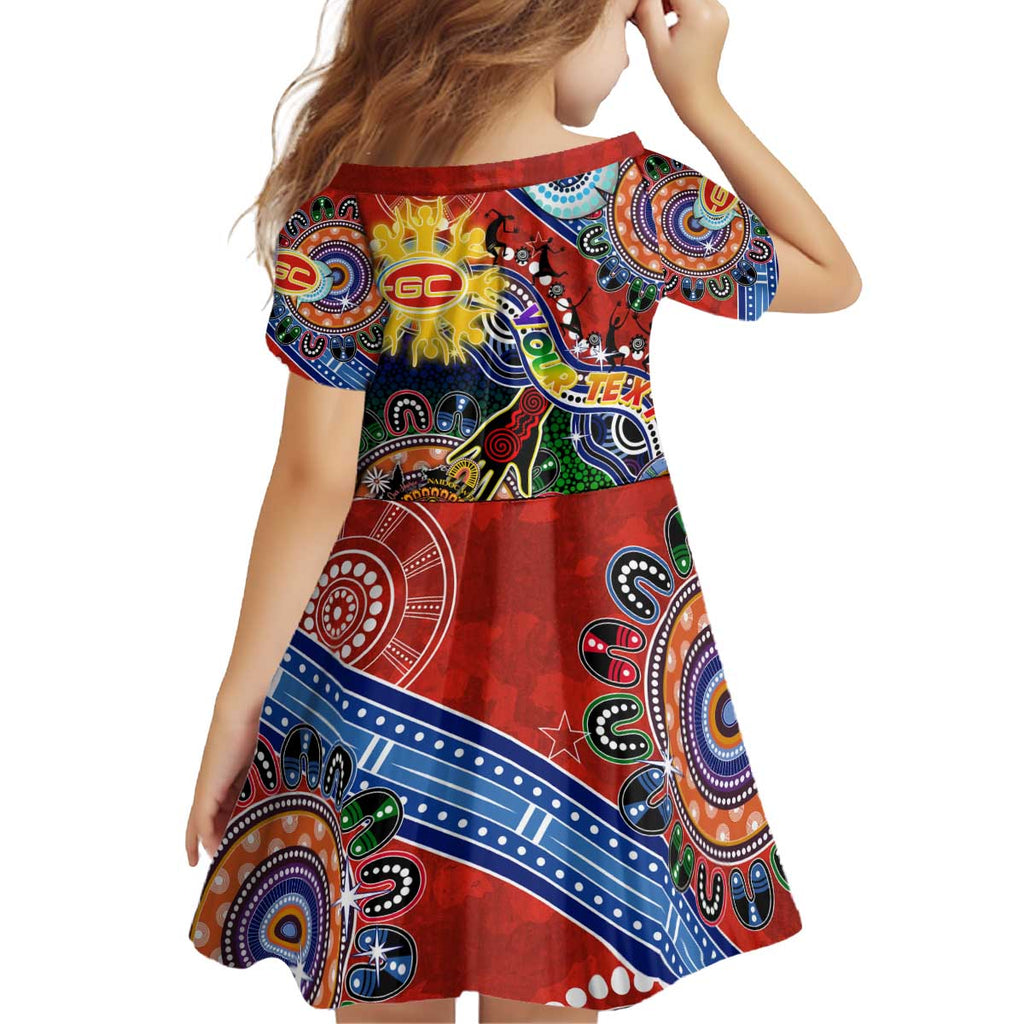 Custom NAIDOC Week 2024 Gold Coast Suns Kid Short Sleeve Dress Australia Aboriginal Dot Painting