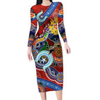 Custom NAIDOC Week 2024 Gold Coast Suns Long Sleeve Bodycon Dress Australia Aboriginal Dot Painting