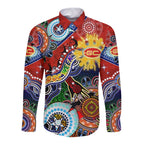 Custom NAIDOC Week 2024 Gold Coast Suns Long Sleeve Button Shirt Australia Aboriginal Dot Painting