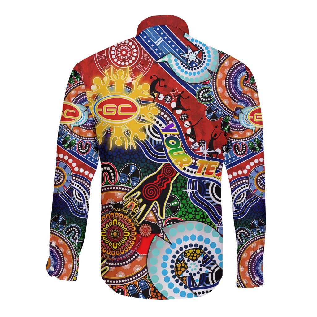Custom NAIDOC Week 2024 Gold Coast Suns Long Sleeve Button Shirt Australia Aboriginal Dot Painting
