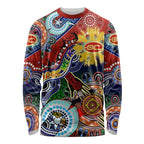 Custom NAIDOC Week 2024 Gold Coast Suns Long Sleeve Shirt Australia Aboriginal Dot Painting
