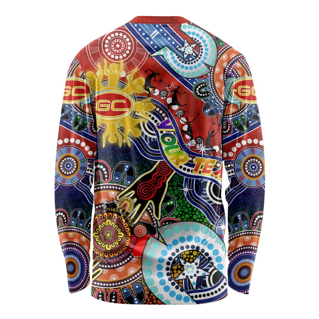 Custom NAIDOC Week 2024 Gold Coast Suns Long Sleeve Shirt Australia Aboriginal Dot Painting