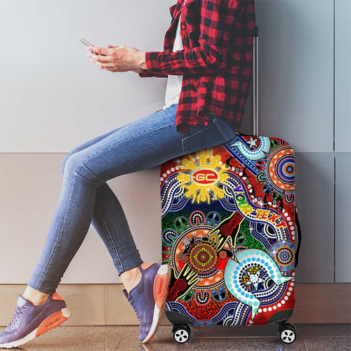 Custom NAIDOC Week 2024 Gold Coast Suns Luggage Cover Australia Aboriginal Dot Painting