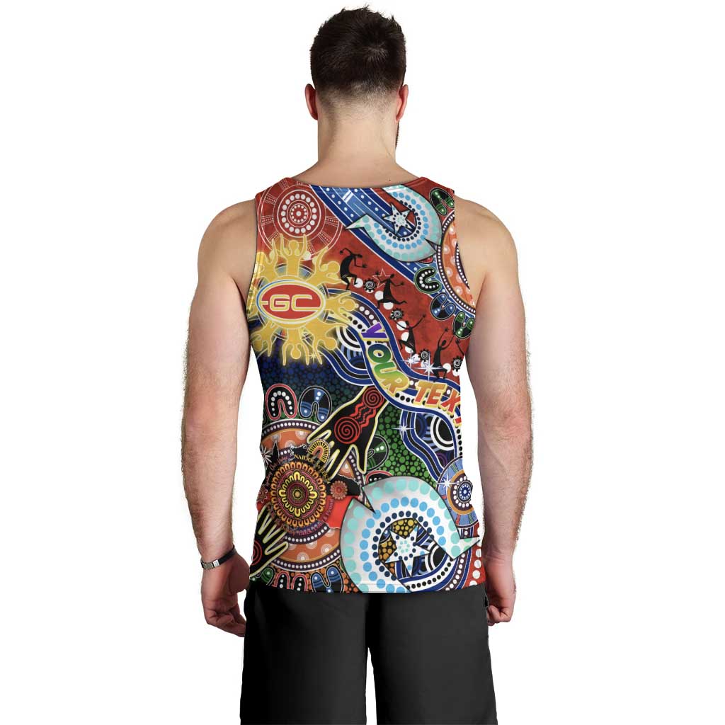 Custom NAIDOC Week 2024 Gold Coast Suns Men Tank Top Australia Aboriginal Dot Painting