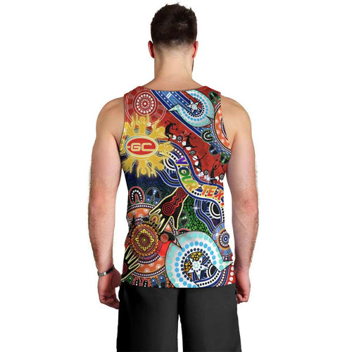 Custom NAIDOC Week 2024 Gold Coast Suns Men Tank Top Australia Aboriginal Dot Painting
