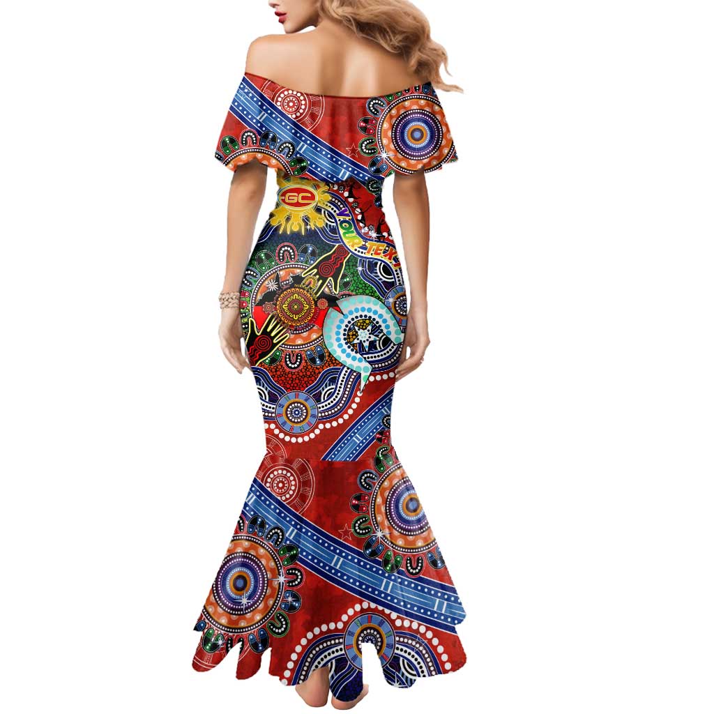 Custom NAIDOC Week 2024 Gold Coast Suns Mermaid Dress Australia Aboriginal Dot Painting
