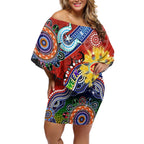 Custom NAIDOC Week 2024 Gold Coast Suns Off Shoulder Short Dress Australia Aboriginal Dot Painting