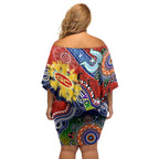Custom NAIDOC Week 2024 Gold Coast Suns Off Shoulder Short Dress Australia Aboriginal Dot Painting