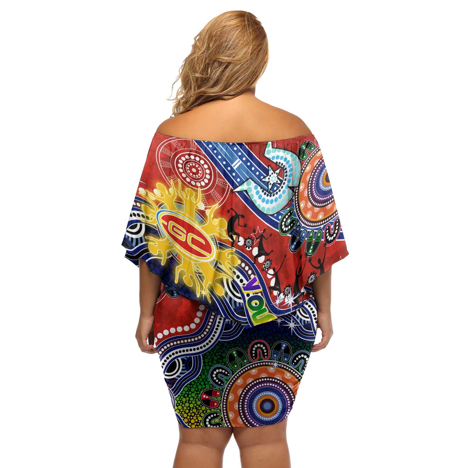 Custom NAIDOC Week 2024 Gold Coast Suns Off Shoulder Short Dress Australia Aboriginal Dot Painting