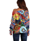 Custom NAIDOC Week 2024 Gold Coast Suns Off Shoulder Sweater Australia Aboriginal Dot Painting