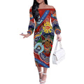 Custom NAIDOC Week 2024 Gold Coast Suns Off The Shoulder Long Sleeve Dress Australia Aboriginal Dot Painting