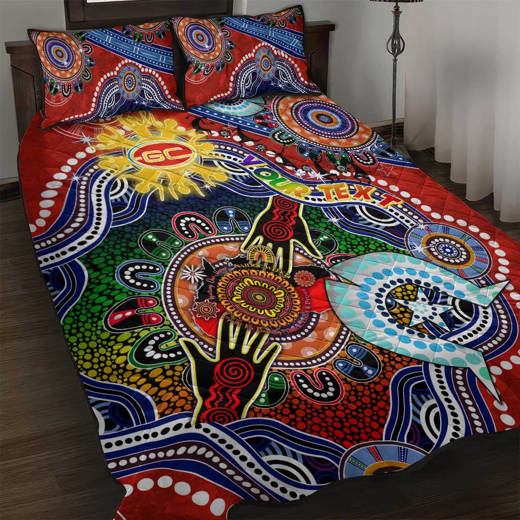 Custom NAIDOC Week 2024 Gold Coast Suns Quilt Bed Set Australia Aboriginal Dot Painting