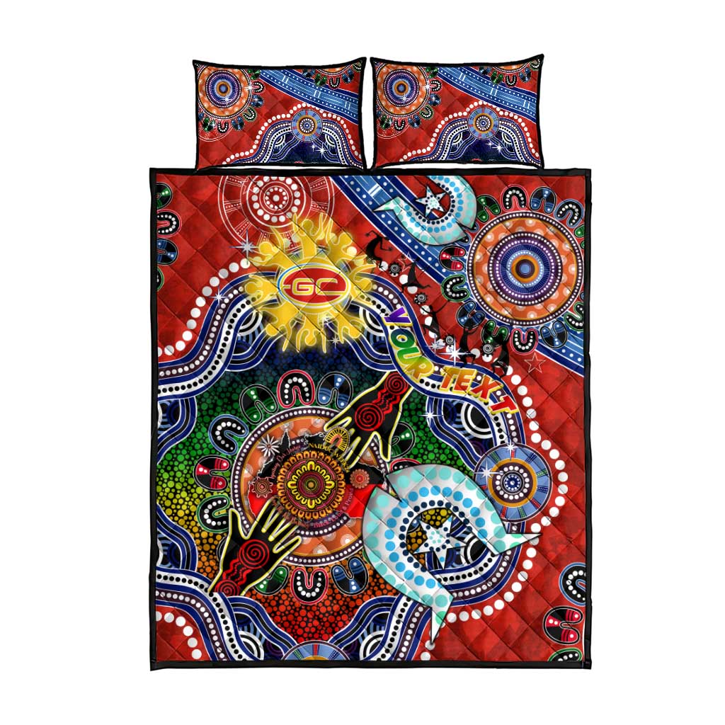 Custom NAIDOC Week 2024 Gold Coast Suns Quilt Bed Set Australia Aboriginal Dot Painting