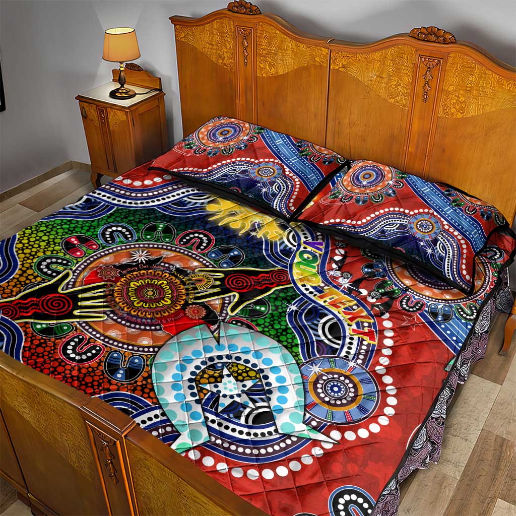 Custom NAIDOC Week 2024 Gold Coast Suns Quilt Bed Set Australia Aboriginal Dot Painting