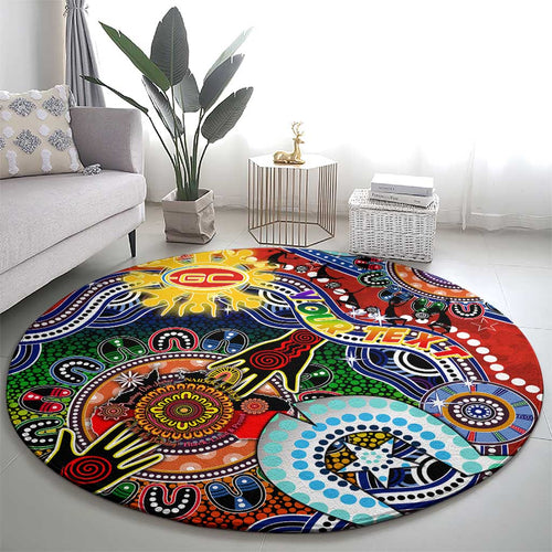 Custom NAIDOC Week 2024 Gold Coast Suns Round Carpet Australia Aboriginal Dot Painting