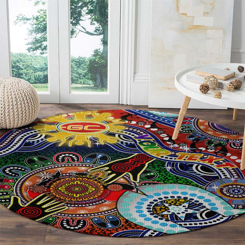 Custom NAIDOC Week 2024 Gold Coast Suns Round Carpet Australia Aboriginal Dot Painting