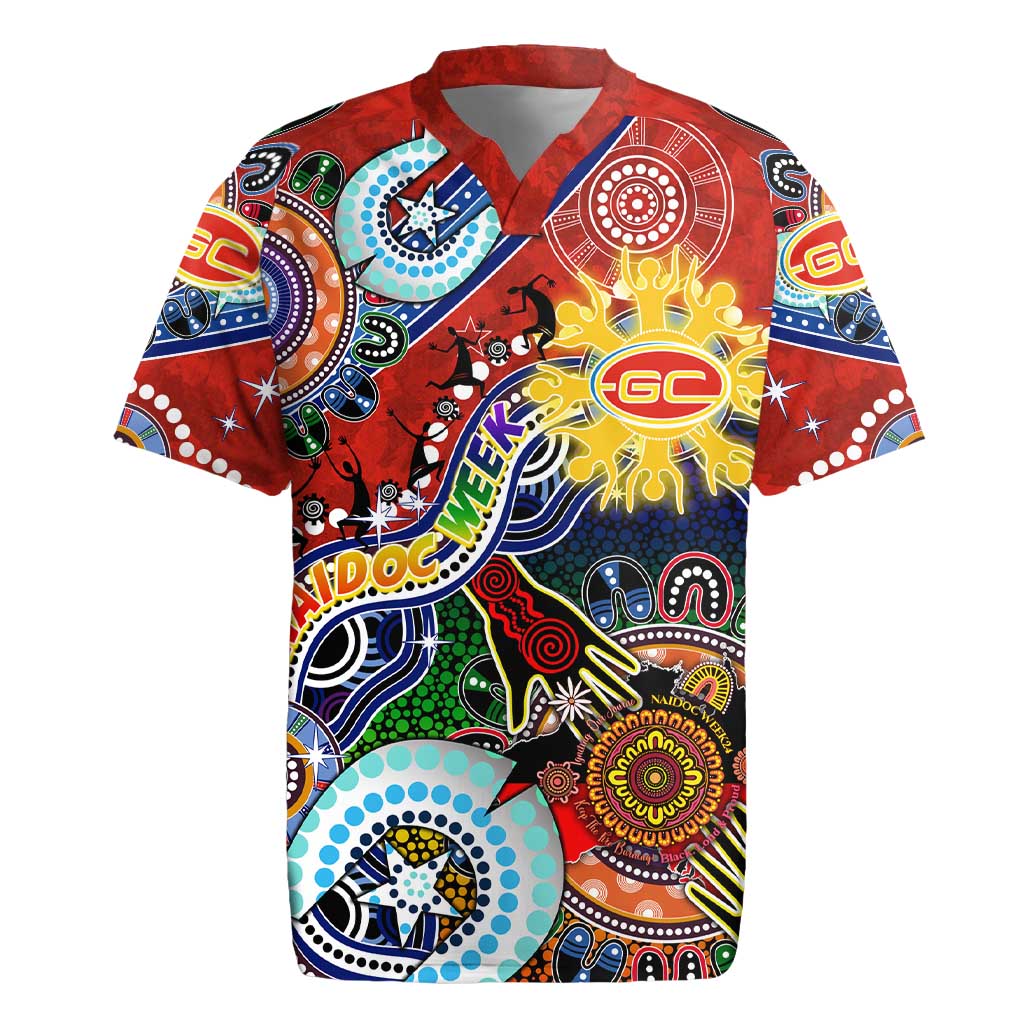 Custom NAIDOC Week 2024 Gold Coast Suns Rugby Jersey Australia Aboriginal Dot Painting