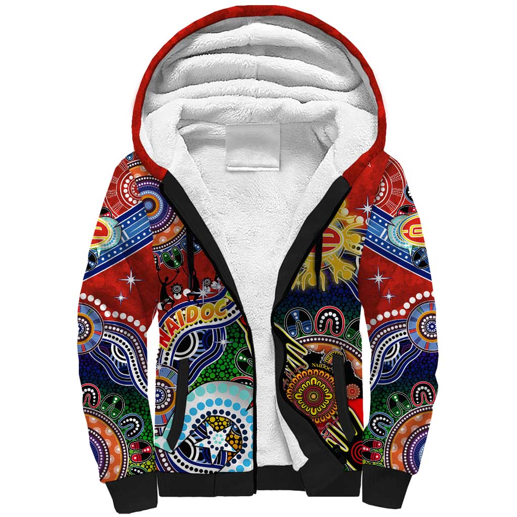 Custom NAIDOC Week 2024 Gold Coast Suns Sherpa Hoodie Australia Aboriginal Dot Painting