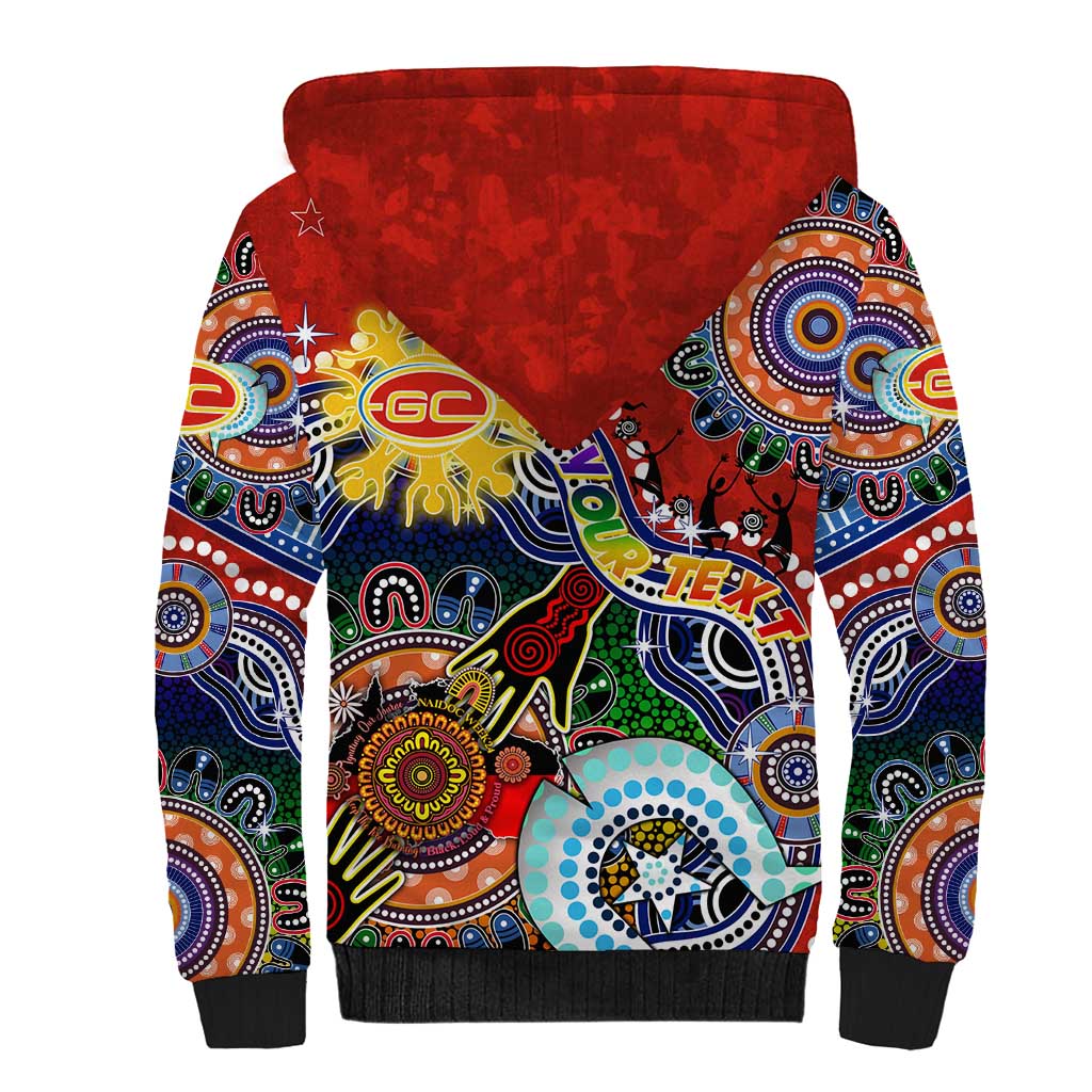 Custom NAIDOC Week 2024 Gold Coast Suns Sherpa Hoodie Australia Aboriginal Dot Painting