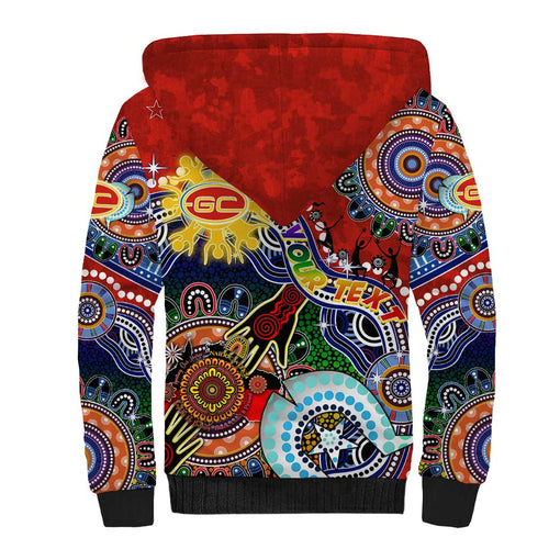 Custom NAIDOC Week 2024 Gold Coast Suns Sherpa Hoodie Australia Aboriginal Dot Painting