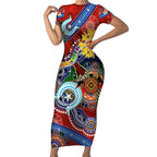 Custom NAIDOC Week 2024 Gold Coast Suns Short Sleeve Bodycon Dress Australia Aboriginal Dot Painting
