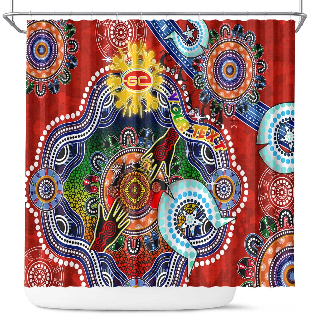 Custom NAIDOC Week 2024 Gold Coast Suns Shower Curtain Australia Aboriginal Dot Painting