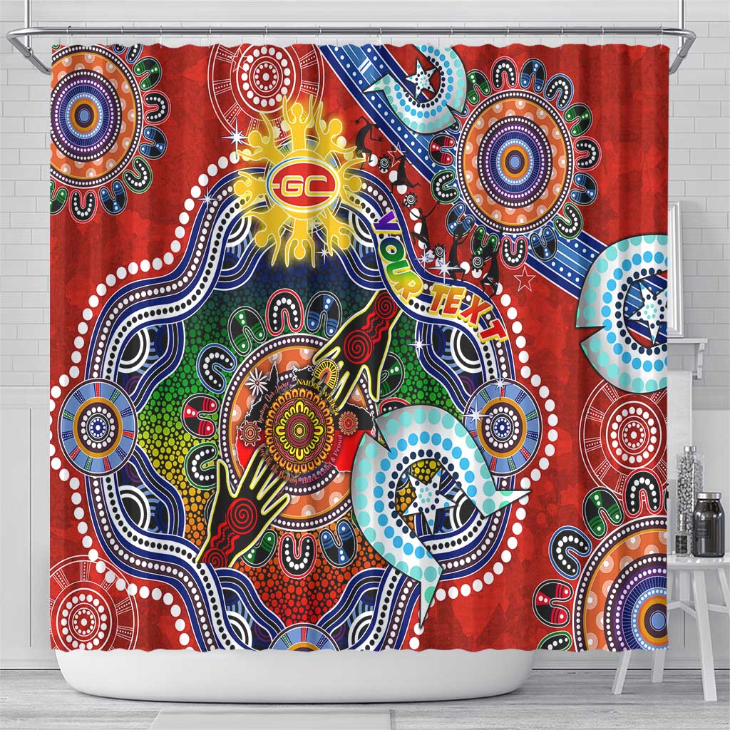 Custom NAIDOC Week 2024 Gold Coast Suns Shower Curtain Australia Aboriginal Dot Painting