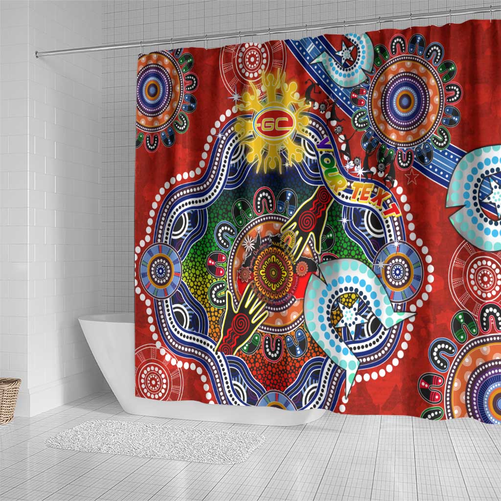 Custom NAIDOC Week 2024 Gold Coast Suns Shower Curtain Australia Aboriginal Dot Painting
