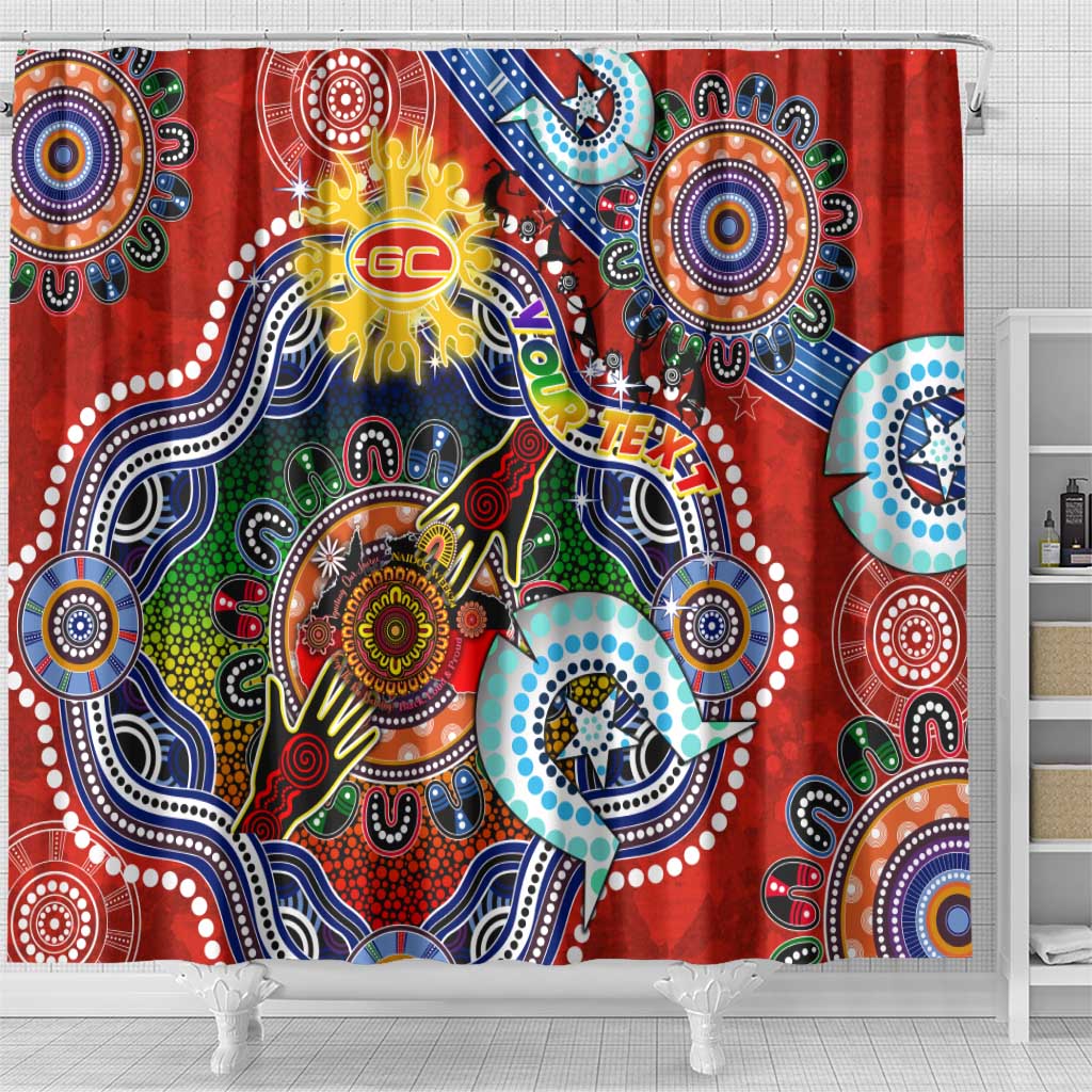 Custom NAIDOC Week 2024 Gold Coast Suns Shower Curtain Australia Aboriginal Dot Painting