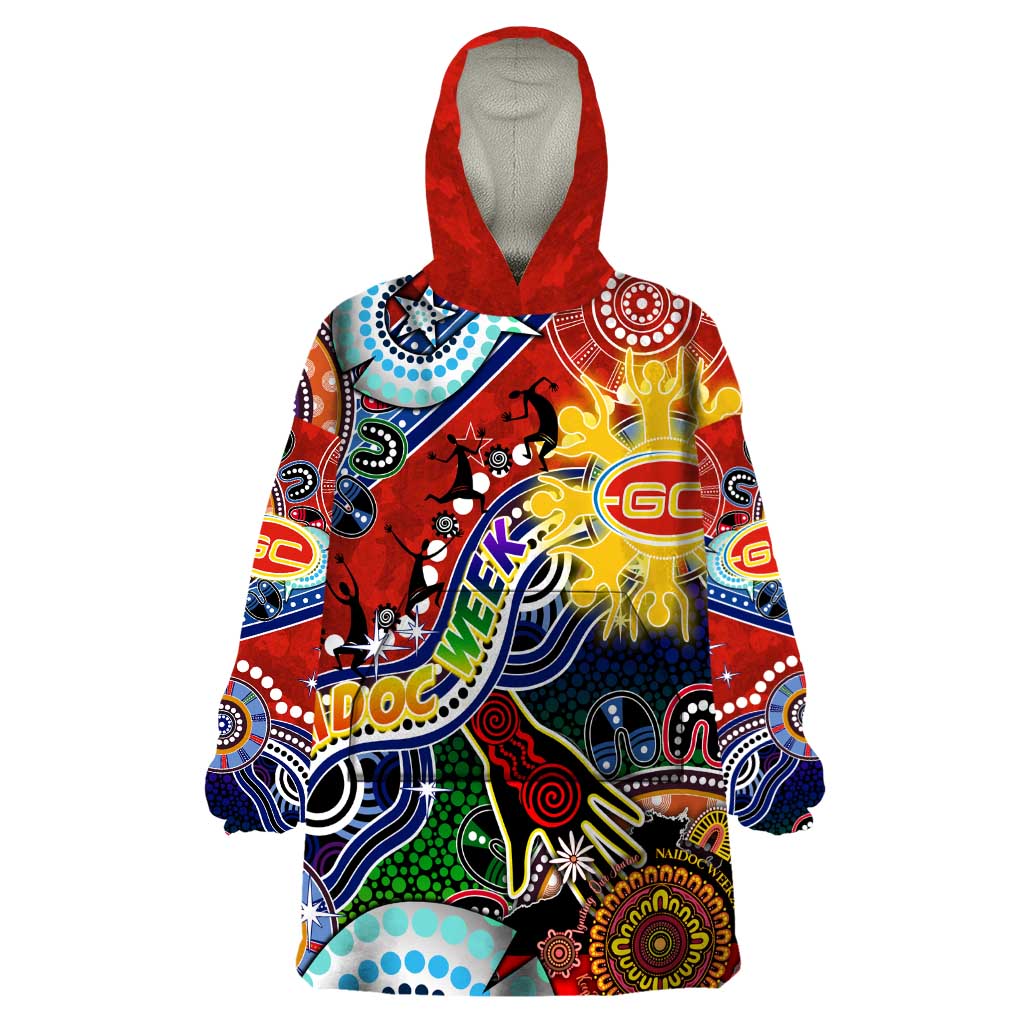 Custom NAIDOC Week 2024 Gold Coast Suns Wearable Blanket Hoodie Australia Aboriginal Dot Painting