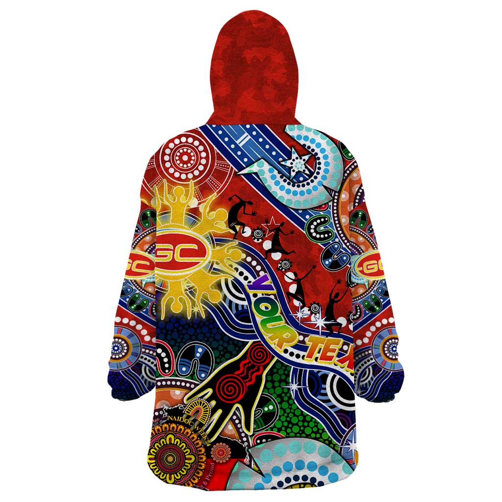 Custom NAIDOC Week 2024 Gold Coast Suns Wearable Blanket Hoodie Australia Aboriginal Dot Painting