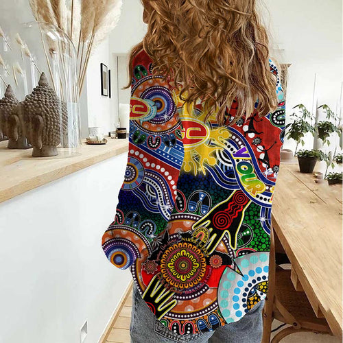 Custom NAIDOC Week 2024 Gold Coast Suns Women Casual Shirt Australia Aboriginal Dot Painting
