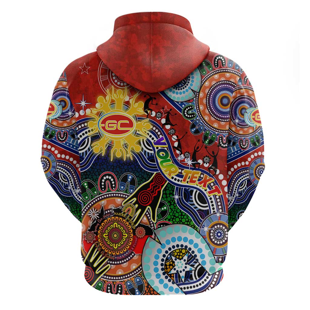 Custom NAIDOC Week 2024 Gold Coast Suns Zip Hoodie Australia Aboriginal Dot Painting