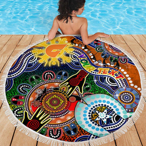 Custom NAIDOC Week 2024 GWS Giants Beach Blanket Australia Aboriginal Dot Painting