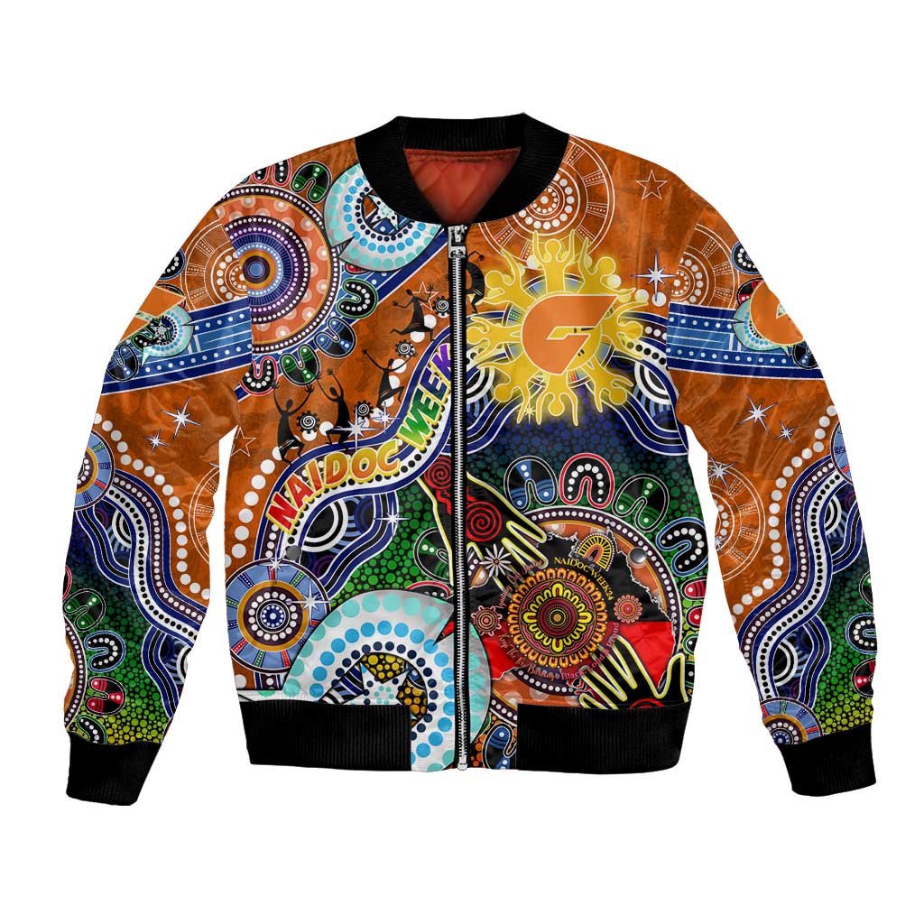 Custom NAIDOC Week 2024 GWS Giants Bomber Jacket Australia Aboriginal Dot Painting