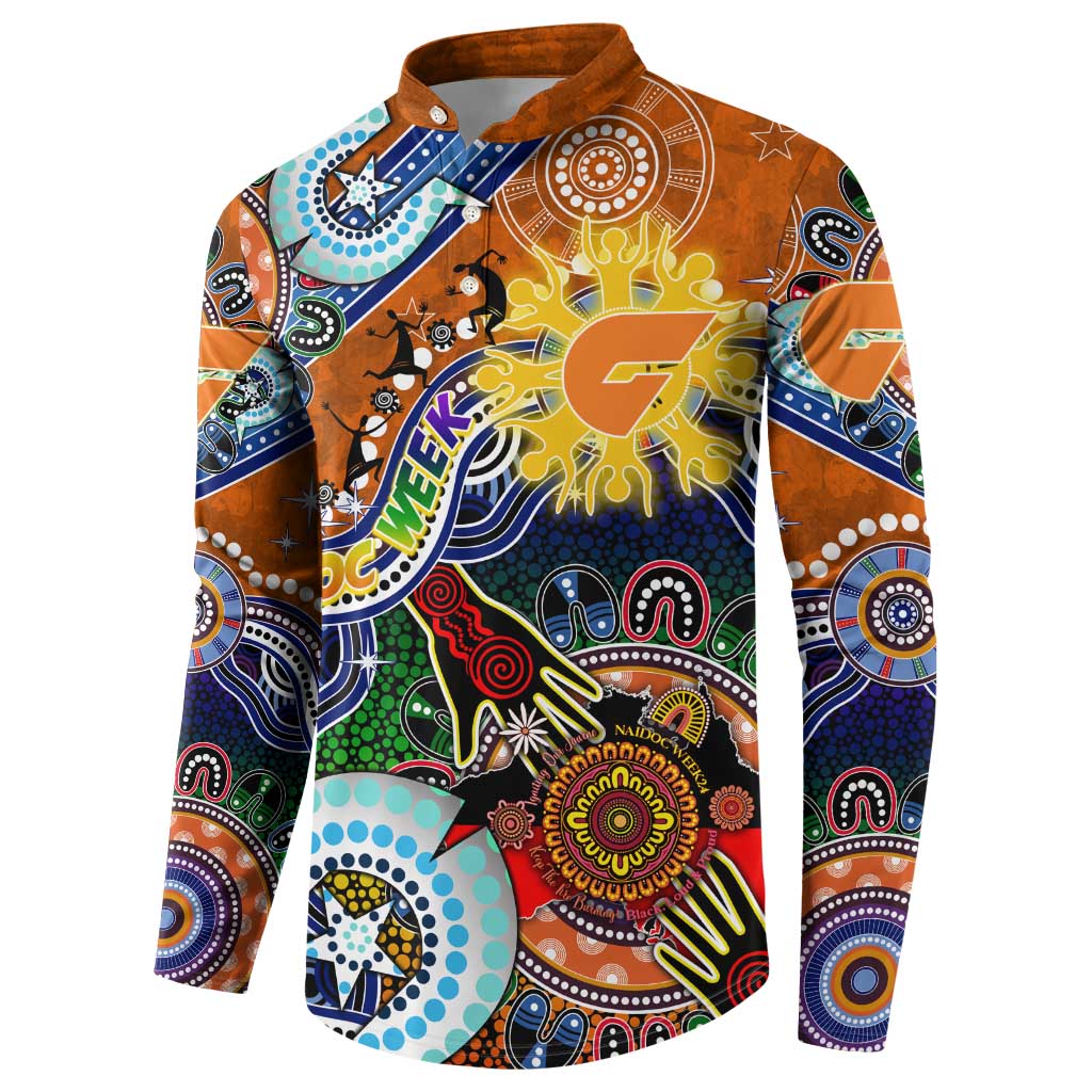 Custom NAIDOC Week 2024 GWS Giants Button Sweatshirt Australia Aboriginal Dot Painting
