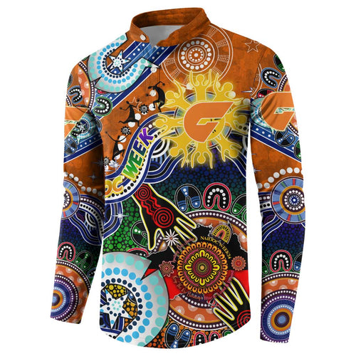 Custom NAIDOC Week 2024 GWS Giants Button Sweatshirt Australia Aboriginal Dot Painting