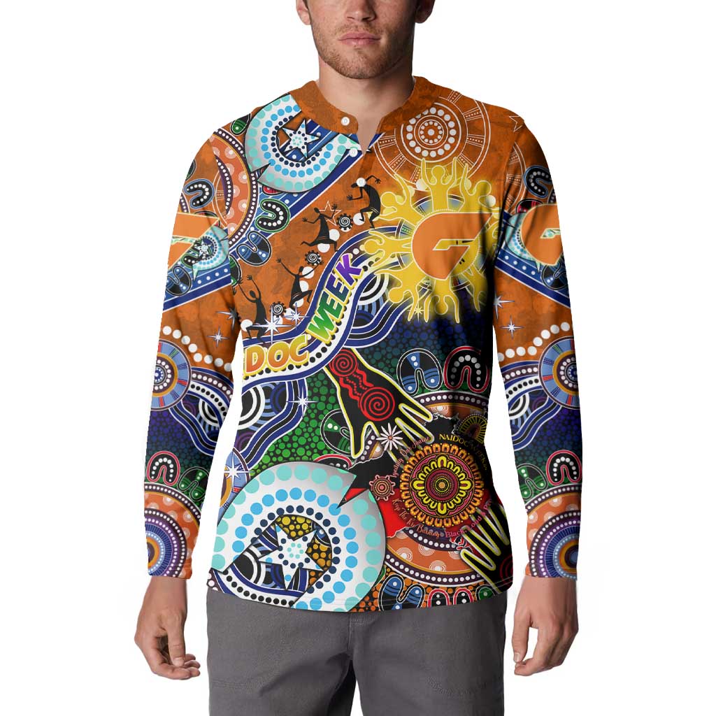 Custom NAIDOC Week 2024 GWS Giants Button Sweatshirt Australia Aboriginal Dot Painting