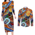 Custom NAIDOC Week 2024 GWS Giants Couples Matching Long Sleeve Bodycon Dress and Long Sleeve Button Shirt Australia Aboriginal Dot Painting