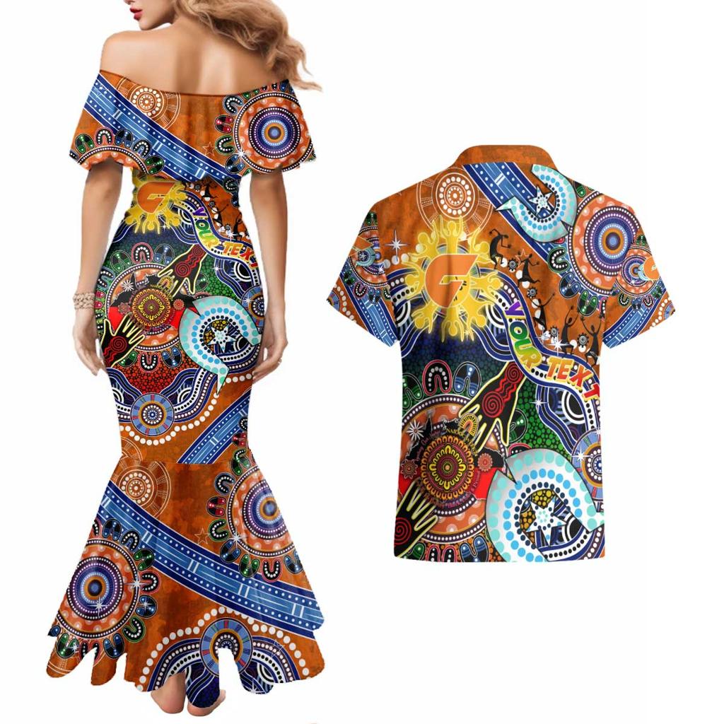 Custom NAIDOC Week 2024 GWS Giants Couples Matching Mermaid Dress and Hawaiian Shirt Australia Aboriginal Dot Painting