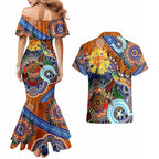 Custom NAIDOC Week 2024 GWS Giants Couples Matching Mermaid Dress and Hawaiian Shirt Australia Aboriginal Dot Painting