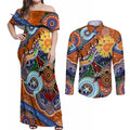 Custom NAIDOC Week 2024 GWS Giants Couples Matching Off Shoulder Maxi Dress and Long Sleeve Button Shirt Australia Aboriginal Dot Painting