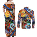 Custom NAIDOC Week 2024 GWS Giants Couples Matching Off Shoulder Maxi Dress and Long Sleeve Button Shirt Australia Aboriginal Dot Painting