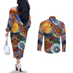 Custom NAIDOC Week 2024 GWS Giants Couples Matching Off The Shoulder Long Sleeve Dress and Long Sleeve Button Shirt Australia Aboriginal Dot Painting