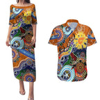 Custom NAIDOC Week 2024 GWS Giants Couples Matching Puletasi and Hawaiian Shirt Australia Aboriginal Dot Painting