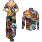 Custom NAIDOC Week 2024 GWS Giants Couples Matching Summer Maxi Dress and Long Sleeve Button Shirt Australia Aboriginal Dot Painting
