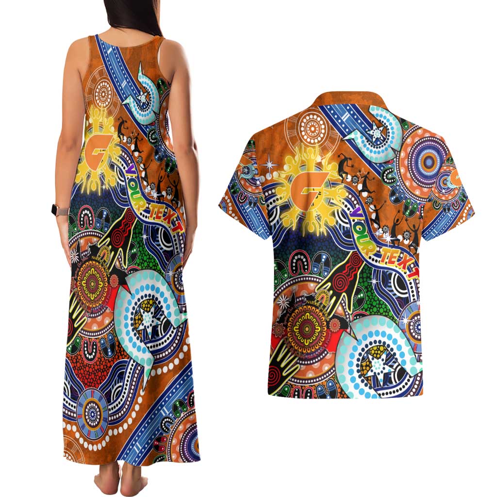 Custom NAIDOC Week 2024 GWS Giants Couples Matching Tank Maxi Dress and Hawaiian Shirt Australia Aboriginal Dot Painting