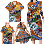 Custom NAIDOC Week 2024 GWS Giants Family Matching Long Sleeve Bodycon Dress and Hawaiian Shirt Australia Aboriginal Dot Painting